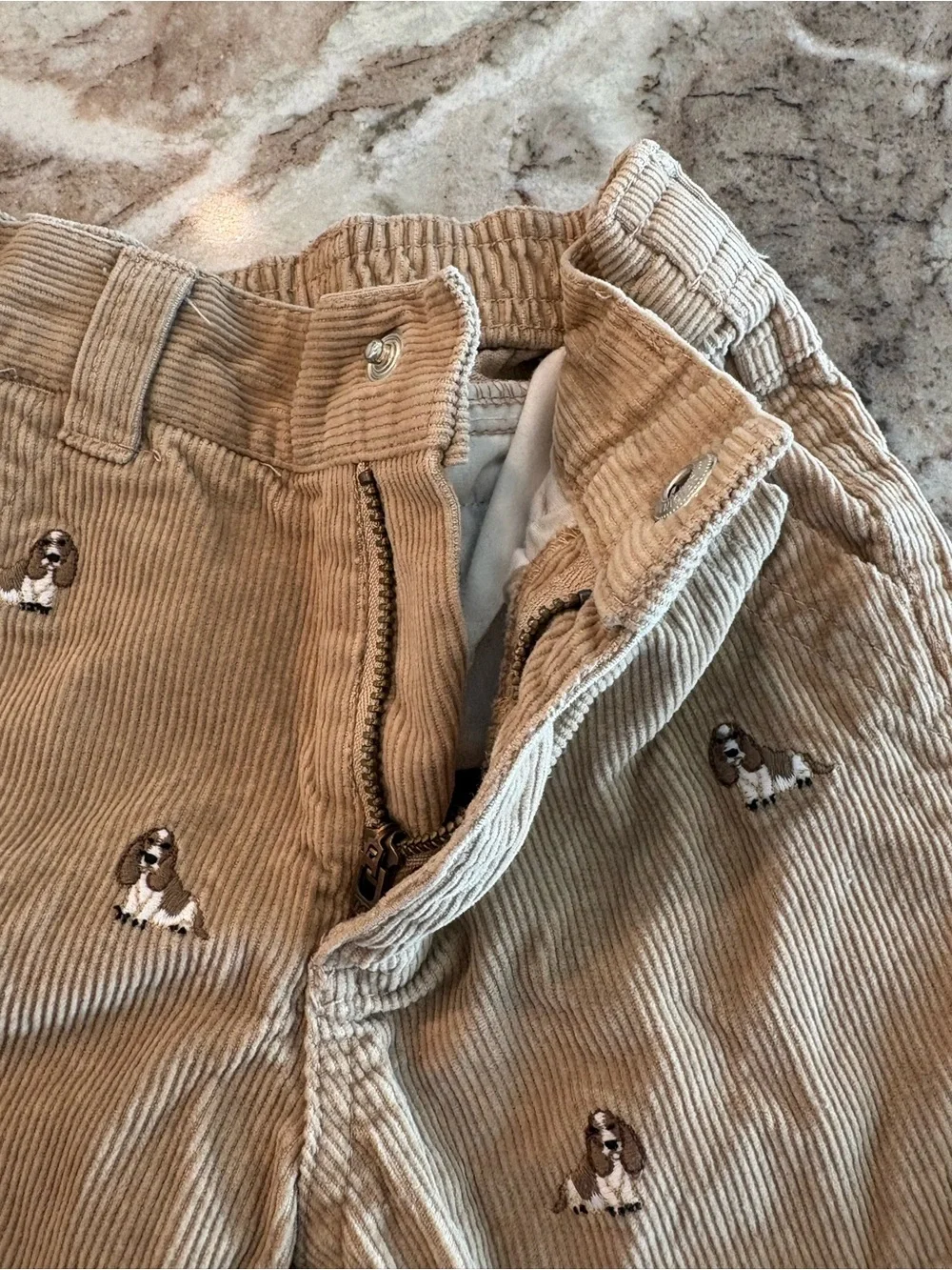 Gymboree Boys Beagle Dog Embroidered Tan Corduroy Pants 12-18 Months Bottoms